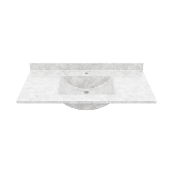 Contour 43 in. W x 22 in. D Solid Surface Vanity Top with Sink in Ice