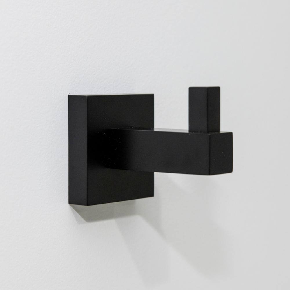 Matte Black Solid Brass 2-Piece Robe Hook Set