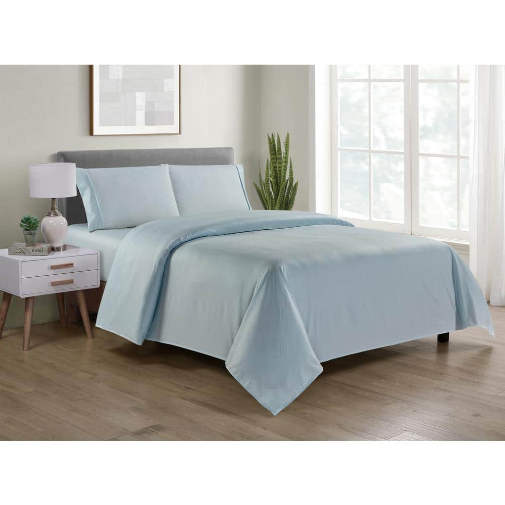 Aqua Chevron Embossed Bamboo King Sheet Set