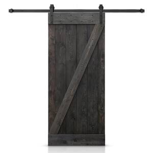 26 in. x 84 in. Distressed Z-Series Charcoal Black Stained DIY Wood Interior Sliding Barn Door with Hardware Kit