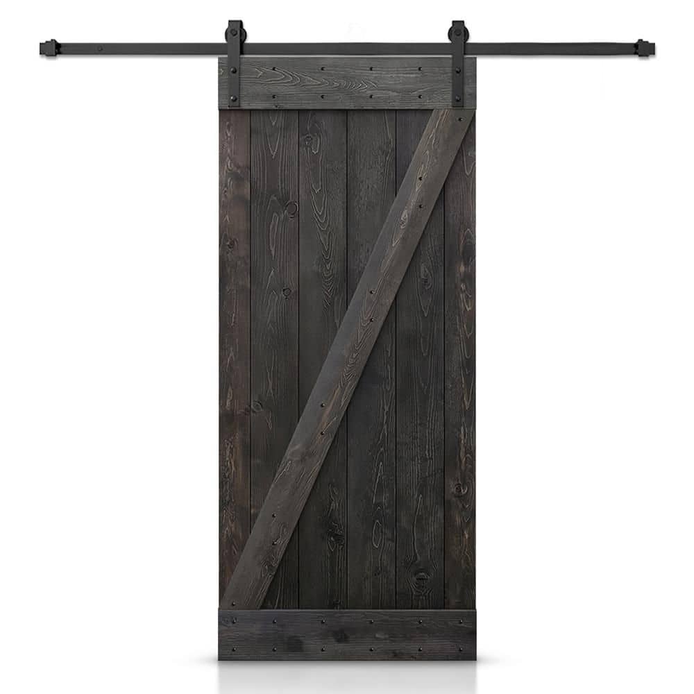 48 in. x 84 in. Distressed Z-Series Charcoal Black Stained DIY Wood Interior Sliding Barn Door with Hardware Kit price history on PriceWatchPro