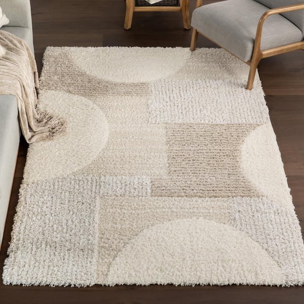 Essie Textured Arc Beige 10 ft. x 14 ft. Indoor Area Rug
