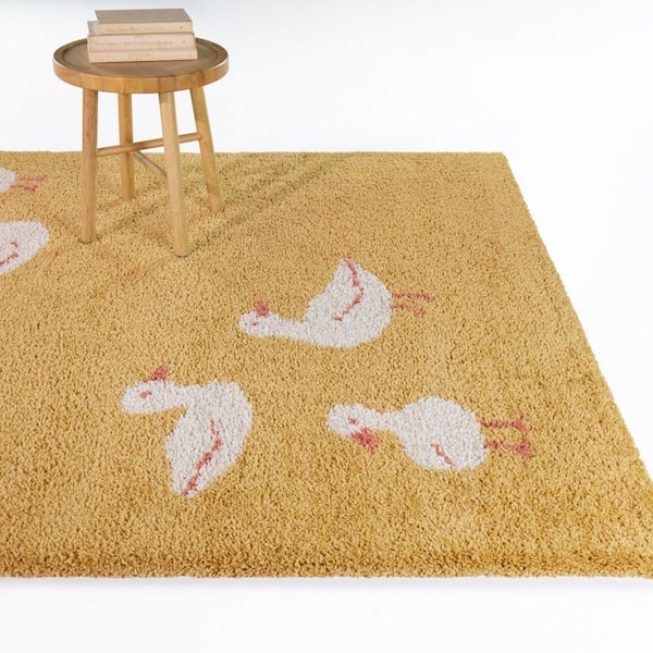 Featherstone Yellow 4 ft. x 6 ft. Youth Ducks Area Rug