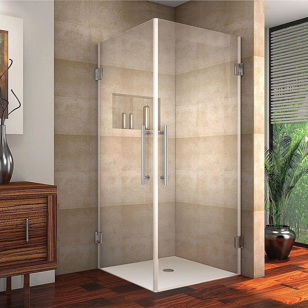 Vanora 34 in. x 72 in. Frameless Square Shower Enclosure in Chrome with Self Closing Hinges price history on PriceWatchPro