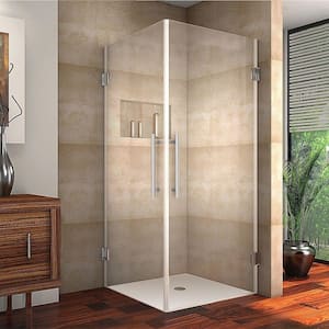 Vanora 36 in. x 72 in. Frameless Square Shower Enclosure in Stainless Steel with Self Closing Hinges