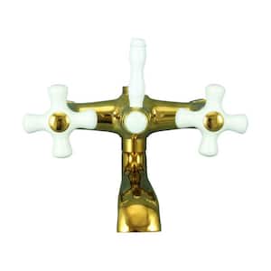 Bathtub Faucets with Porcelain Cross Handles Brass PVD Tub Faucet Part Only