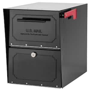 Oasis Classic Black, Extra Large, Steel, Locking, Post Mount Parcel Mailbox with High Security Reinforced Lock