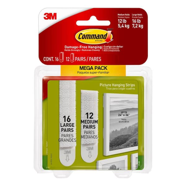 Command Small Picture Hanging Strips White 8 Sets/Pkg 