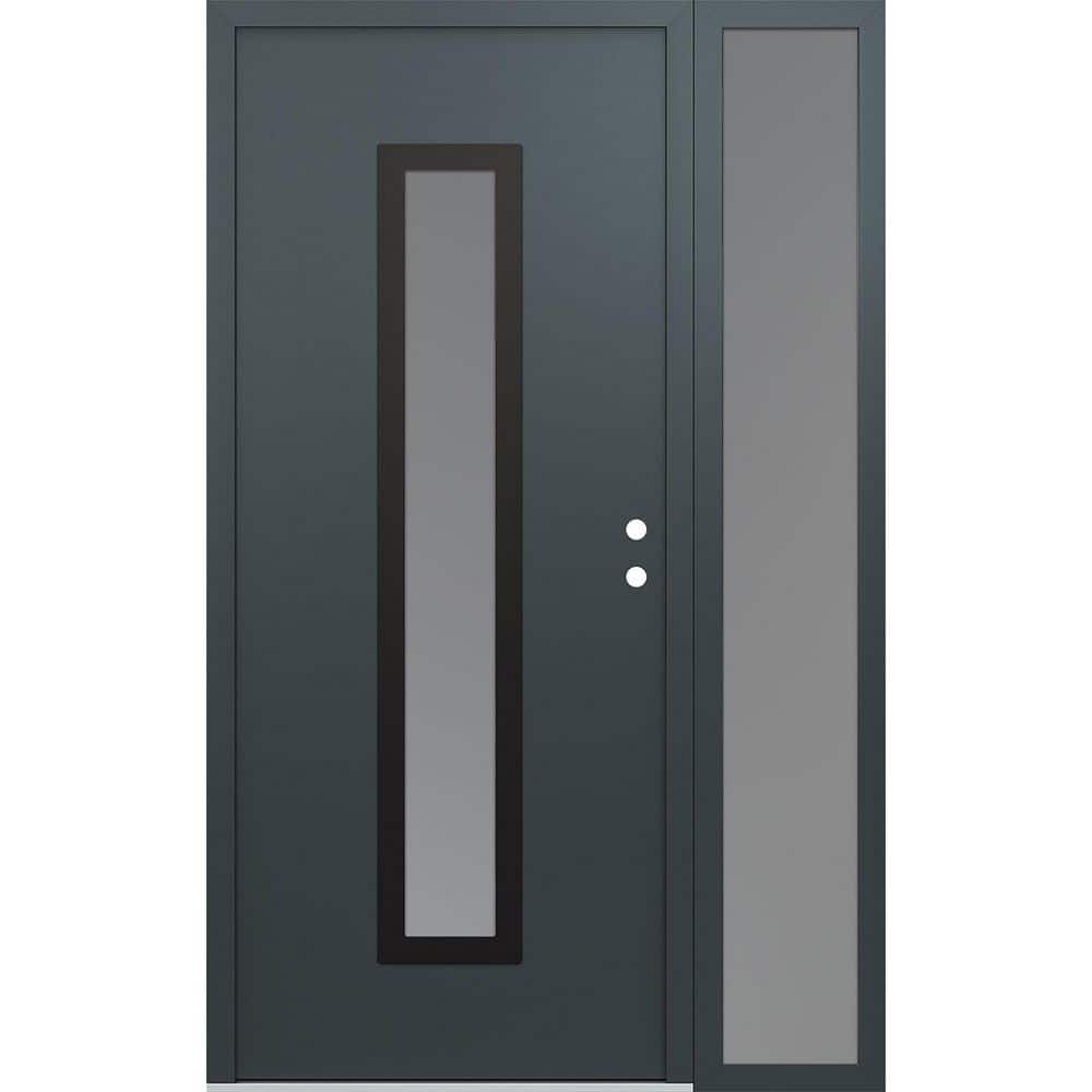 A11 50 in. x 80 in. Black P Left-Hand/Inswing Frosted Glass Anth/Anth Sidelite Steel Prehung Front Door price history on PriceWatchPro