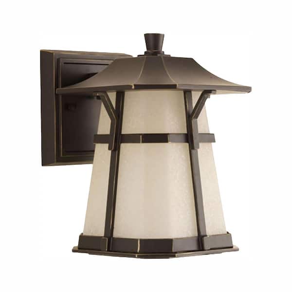 Progress Lighting Derby Collection 1-Light 8.4 in. Outdoor Antique Bronze LED Wall Lantern Sconce
