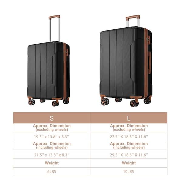 20 in./28 in. 2-Piece Black/Brown Hardside Expandable Luggage Sets with TSA Lock Spinner Wheels