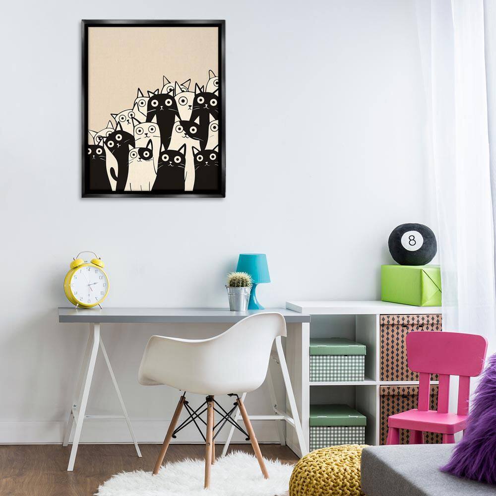 Fun Modern Black & White Cats by Arlington Prints Black Floater Frame Animal Graphic Art Print 31 in. x 25 in. price history on PriceWatchPro