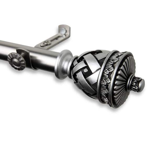 Rod Desyne 120 in. - 170 in. Telescoping Single Curtain Rod Kit in Satin Nickel with Arielle Finial