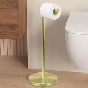 Bathroom Freestanding Toilet Paper Holder Tissue Roll Holder Floor Stand in Brushed Gold