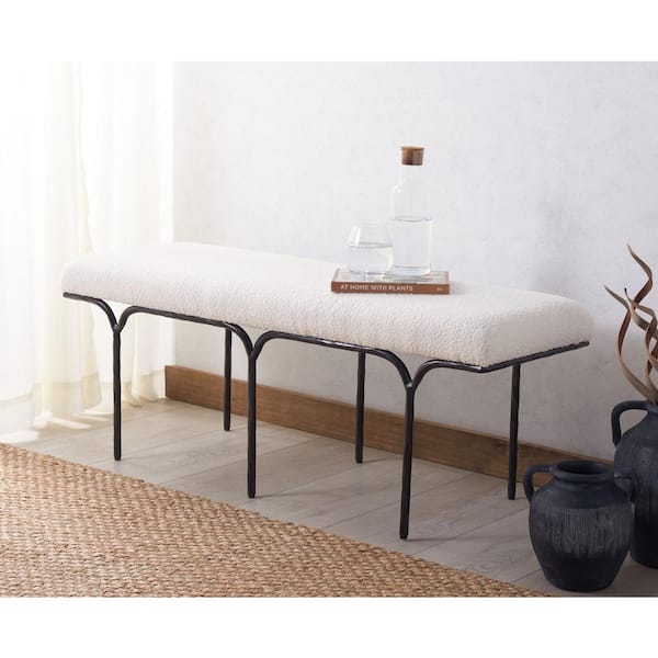 Marvin Ivory/Black Entryway Bench 48 in.