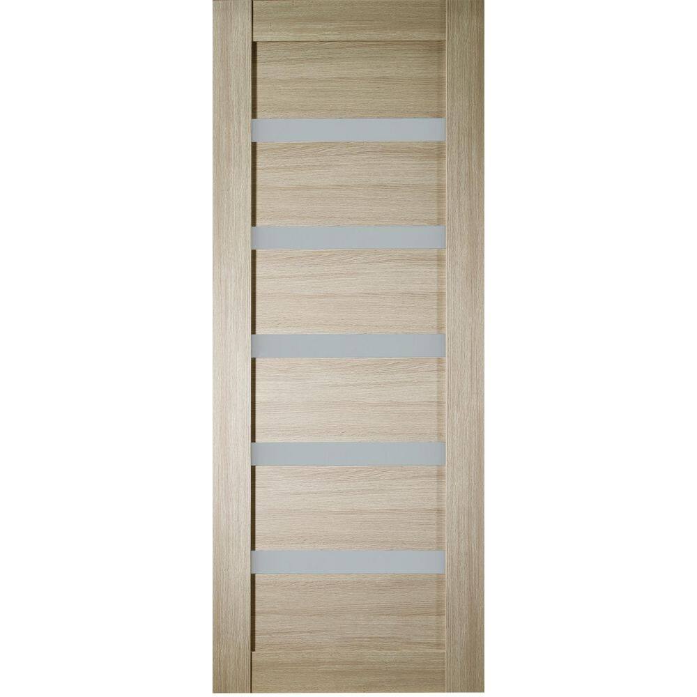 Leora N 32 in. x 80 in. No Bore 5-Lite Frosted Glass Shambor Solid Composite Core Wood Interior Door Slab price history on PriceWatchPro