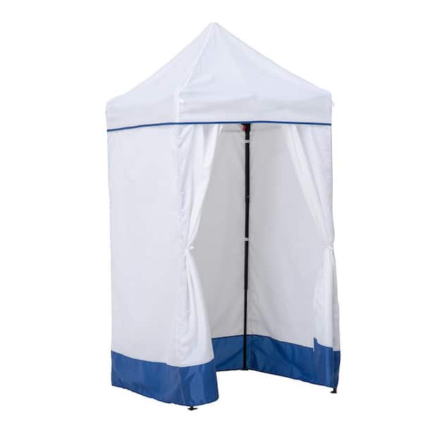 Cabana 4 ft. x 4 ft. Pop-Up Canopy Tent, Outdoor Instant Pop-Up Gazebo with Sidewalls, White and Navy