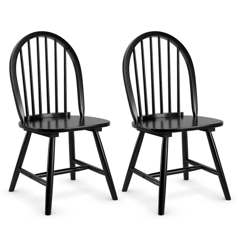 Costway Black Vintage Windsor Dining Side Chair Wood
