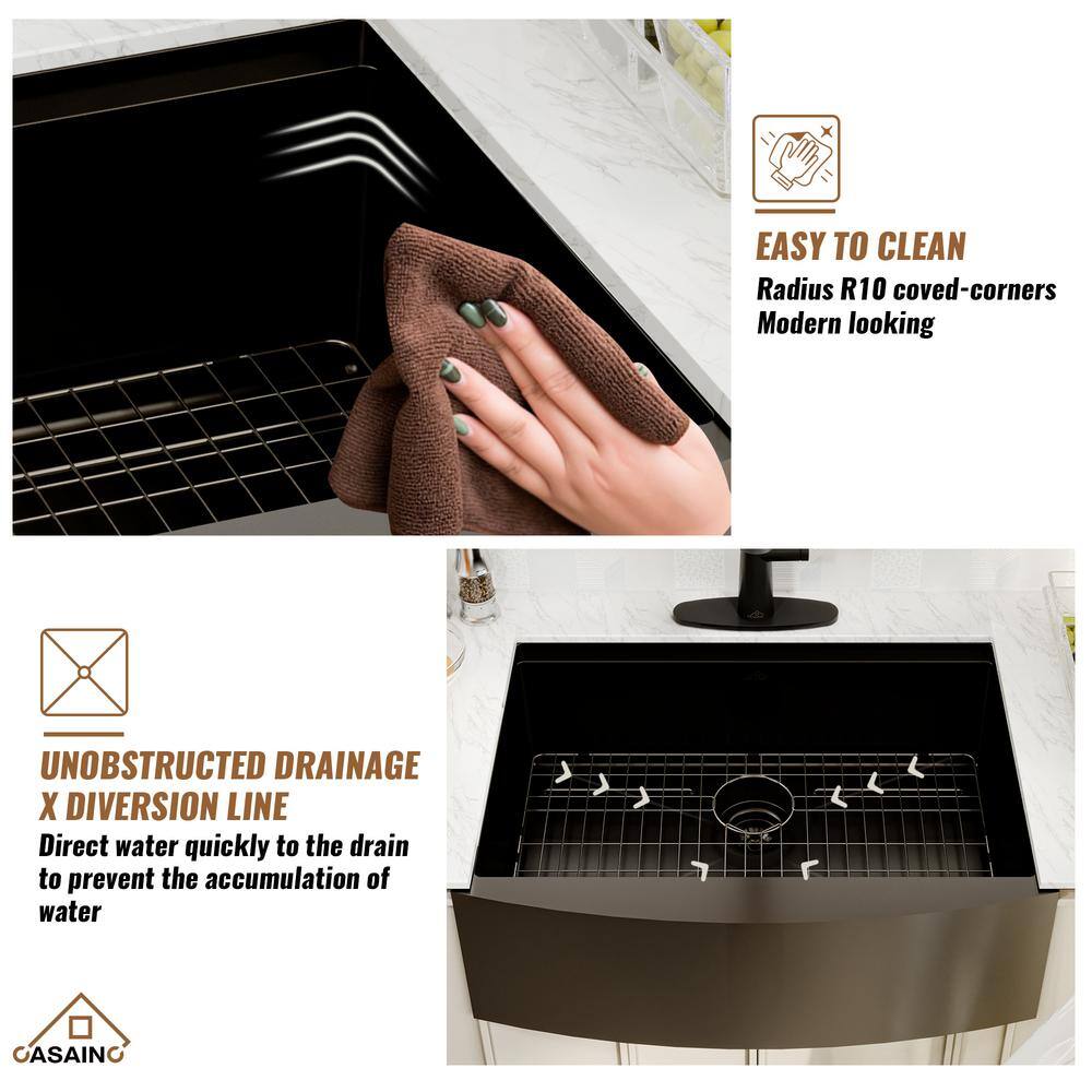 30'' Single Bowl Stainless Steel Farmhouse Kitchen Sink with Accessories