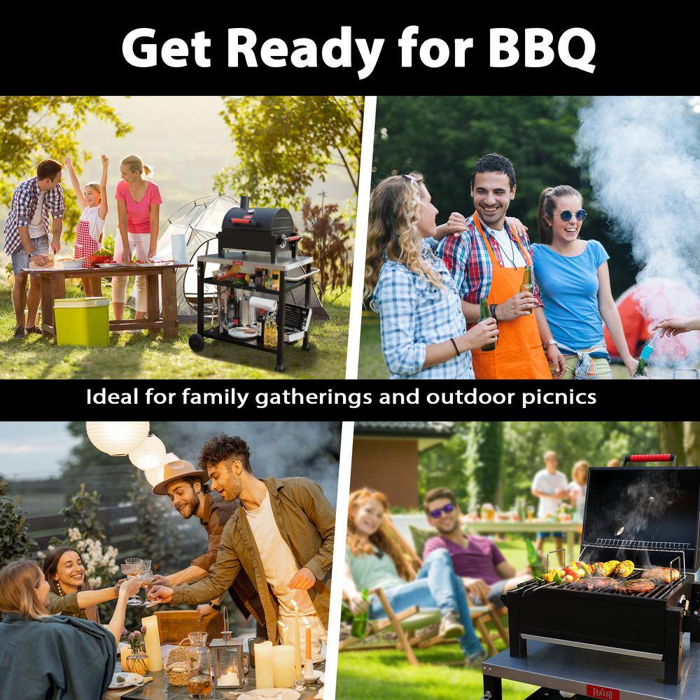 Feasto 26.8'' Black Portable Charcoal Grill with Cast Iron Grate