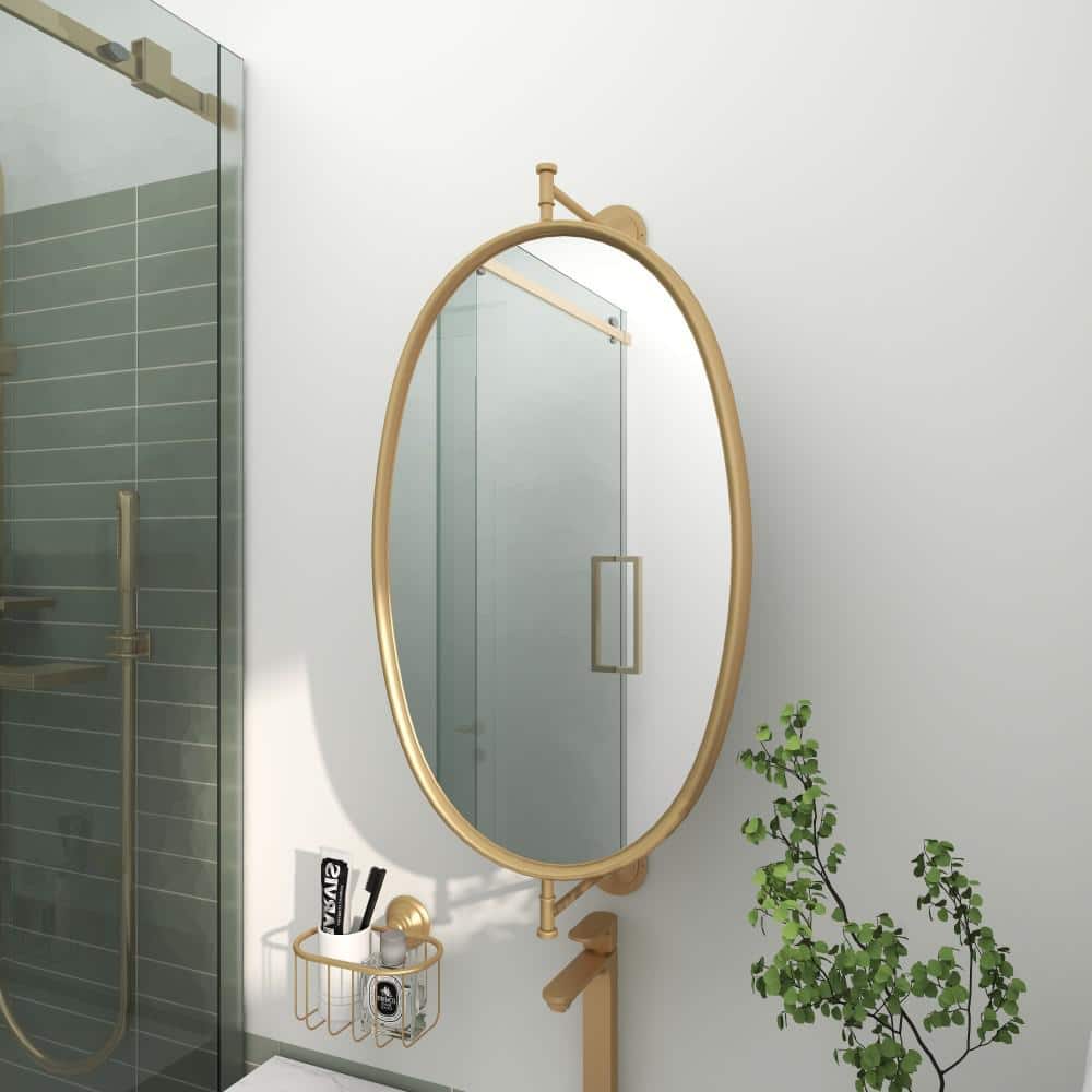 Elegant Gold Oval Wood Wall Mirror 15" x 28.6"