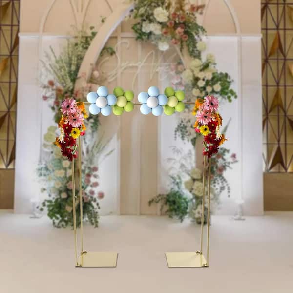118.2 in. x 118.2 in. Heavy-Duty Wedding Backdrop Stand Kit with Metal  Steel Base Arbor