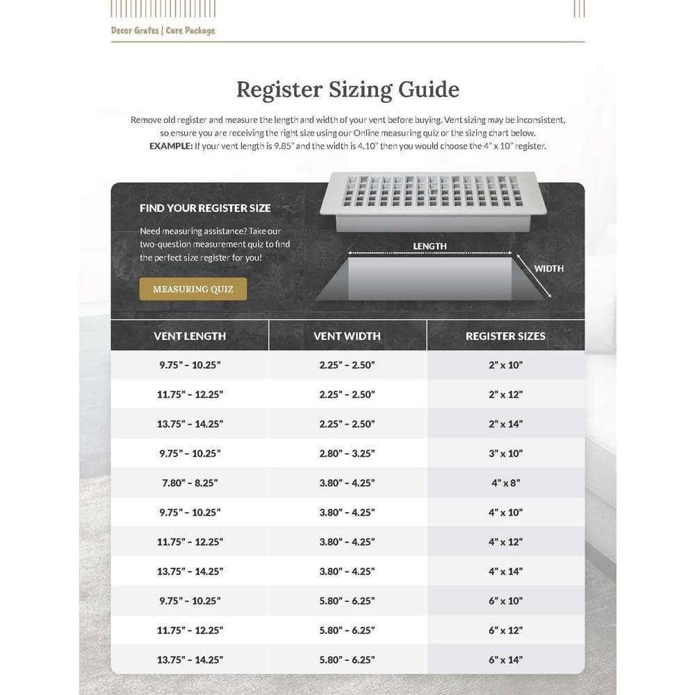 White Scroll Design Steel Floor Register, 4x10 Inch
