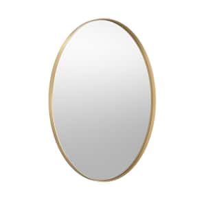 22 in. W x 30 in. H Large Oval Wall Mirror Stainless Steel Frame Bathroom Mirrors Bathroom Vanity Mirror in Brushed Gold