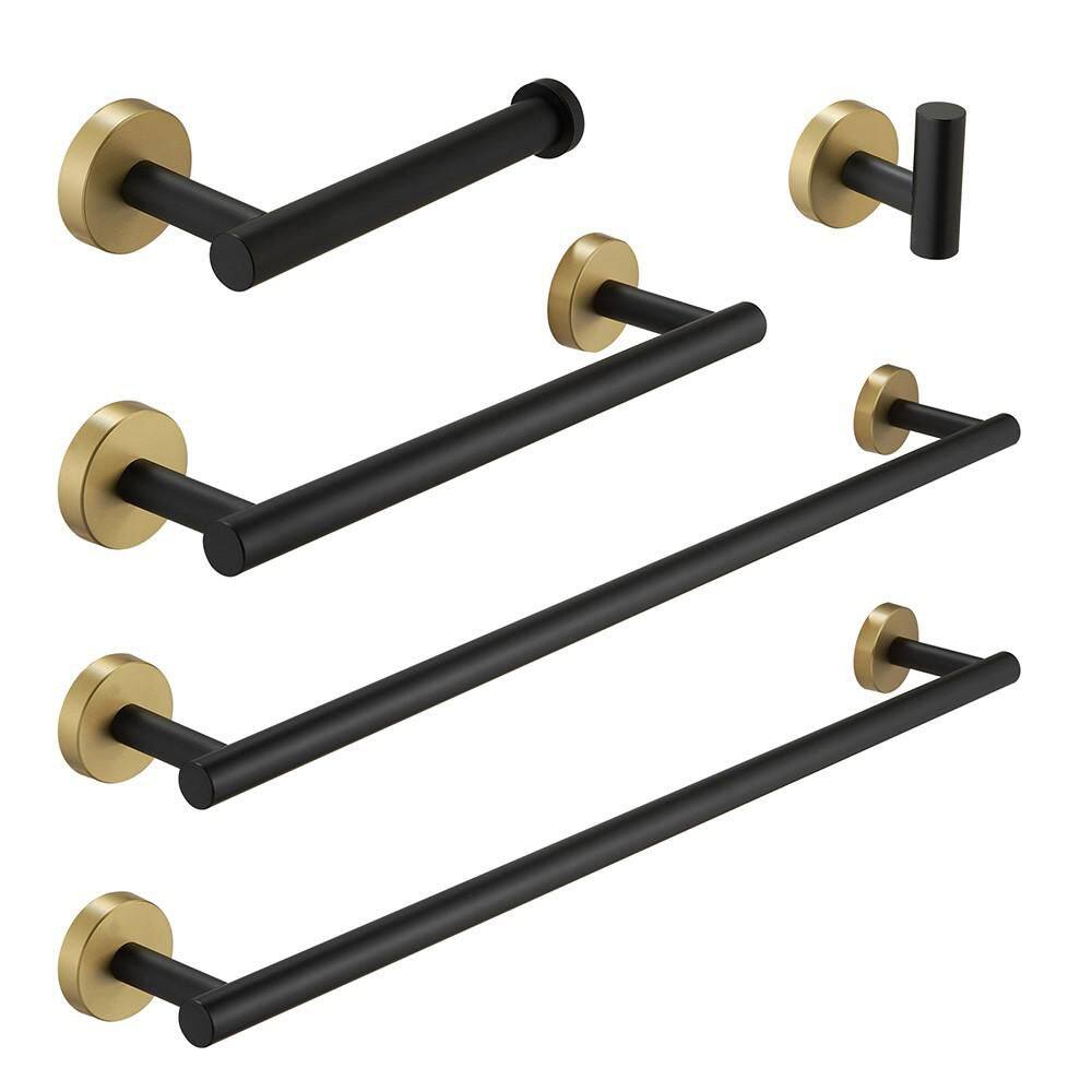 5-Piece Bathroom Hardware Set with Bathroom Towel Rack in Matte Black price history on PriceWatchPro
