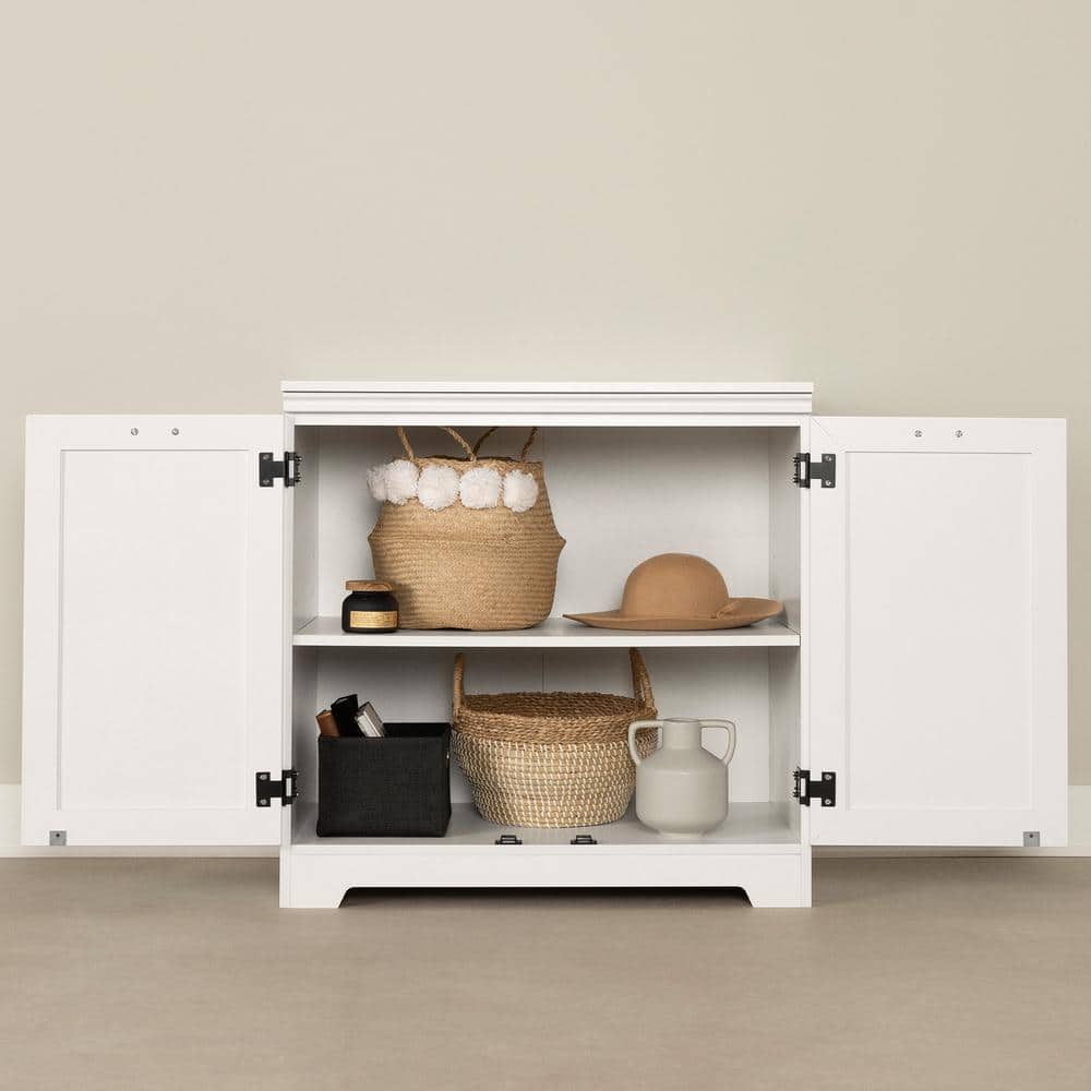 White Farmhouse 2-Door Accent Cabinet with Adjustable Shelving
