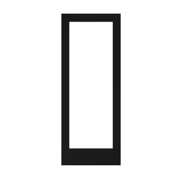 eightdoors 36 in. x 80 in. x 1-3/8 in. Clear Glass 1-Lite Shaker Black Finished Solid Wood Core Interior Barn Door Slab
