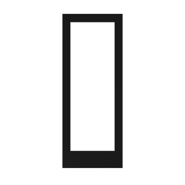 eightdoors 36 in. x 80 in. x 1-3/8 in. Clear Glass 1-Lite Shaker Black Finished Solid Wood Core Interior Barn Door Slab