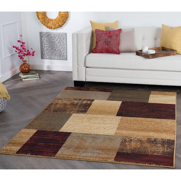 Tayse Rugs Elegance Abstract Multi-Color 7 ft. x 10ft. Oval Indoor