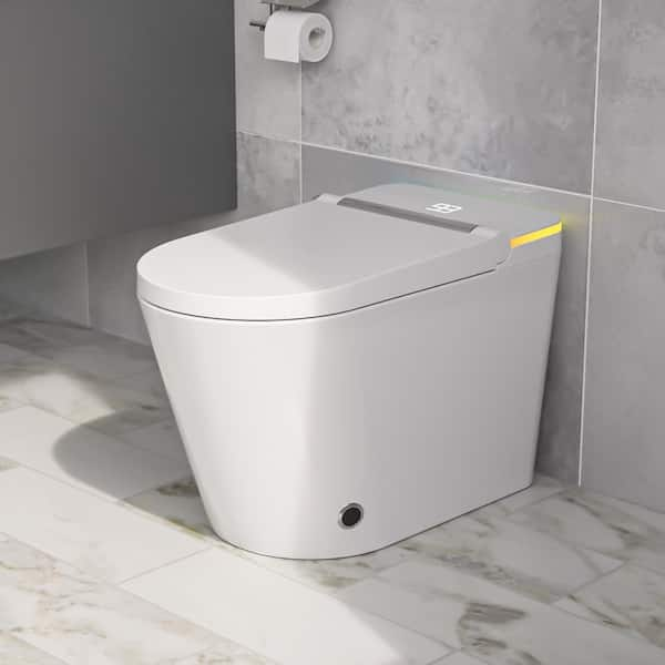 Elongated Bidet Toilet 1.28 GPF in White with Mood Light, Auto Flush, Auto Open/Close, Smart Bidet, Heated Seat, Dryer