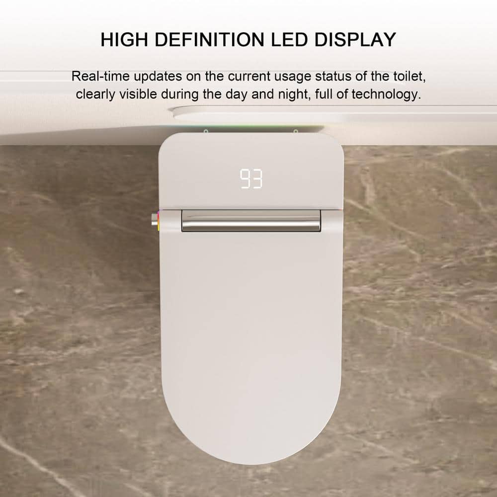 Elongated White Ceramic Smart Bidet Toilet with Heated Seat
