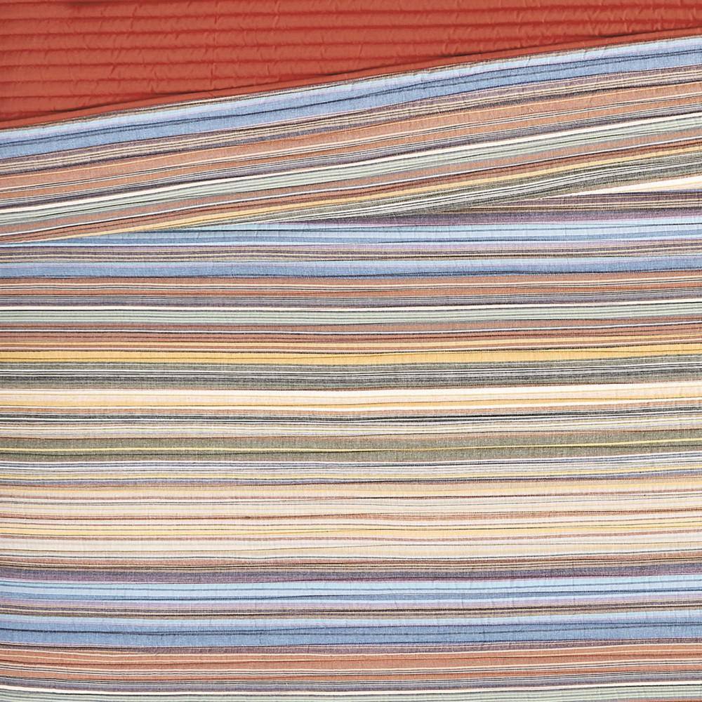 King Blue Cotton Reversible Quilt Set with Shams