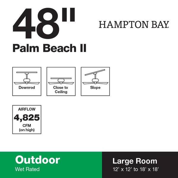 Hampton Bay - Palm Beach II 48 in. Indoor/Outdoor Natural Iron Ceiling Fan