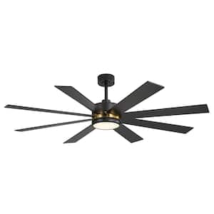 Wesley 65 in. Integrated LED Indoor Gold and Black Ceiling Fans with Light and Remote Control Included