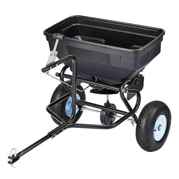 Tow Behind Broadcast Spreader, 130 lbs. Capacity, Push Garden Spreader, 30 Adjustable Setting, 9.8 ft. Spreading Width
