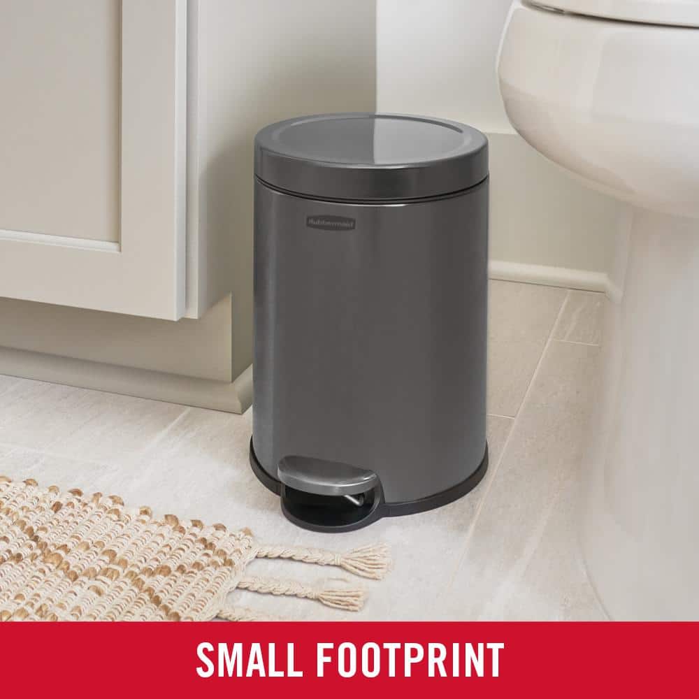 1.6-Gallon Gray Stainless Steel Step-On Trash Can