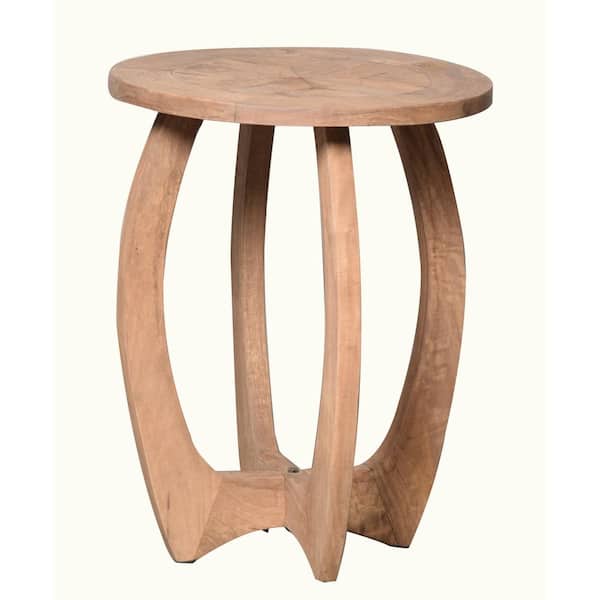 Manor Brook Ashler 18 in. Weathered Brown Round Wood End Table