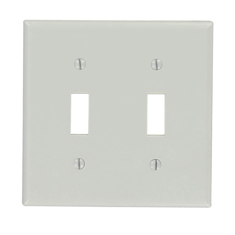 Gray 2-Gang Standard Thermoset Toggle Wall Plate