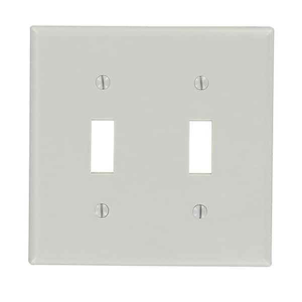 Leviton 2-Gang Gray Toggle Plastic Standard Wall Plate (1-Pack) 87009