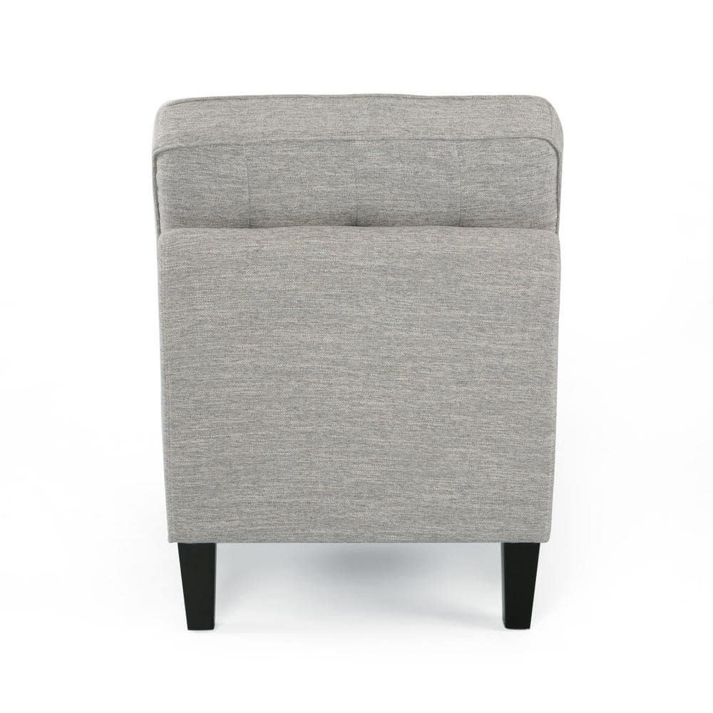 Contemporary Light Gray Slipper Chair with Dark Brown Wood Accents