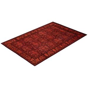 One-of-a-Kind Contemporary Red 6 ft. x 9 ft. Hand Knotted Overdyed Area Rug
