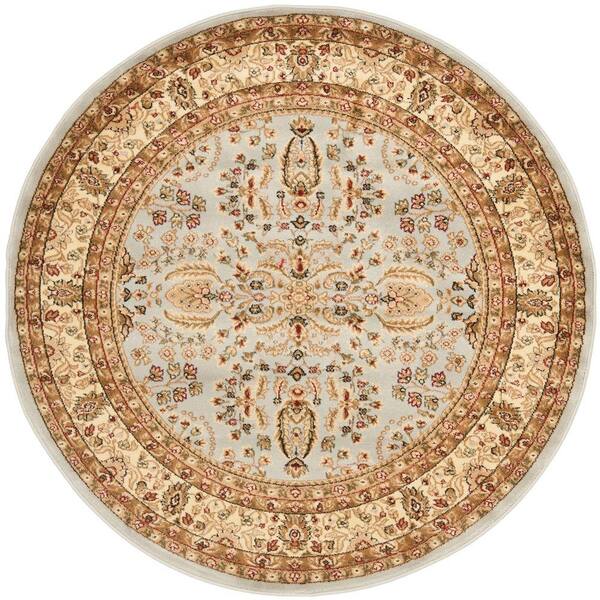 SAFAVIEH Lyndhurst Gray/Beige 5 ft. x 5 ft. Round Antique Floral Border Area Rug