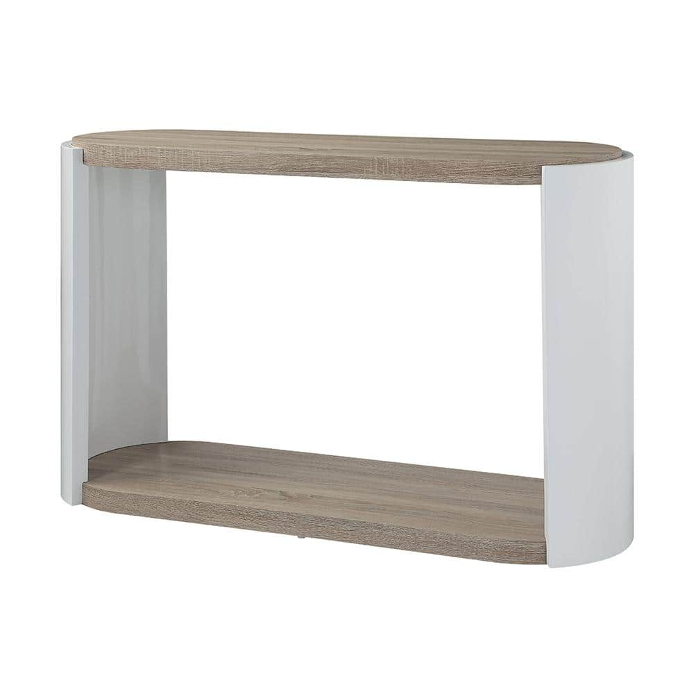 Acme Furniture Zoma 47 in. Oak and White High Gloss Finish Rectangle Wood Console Table