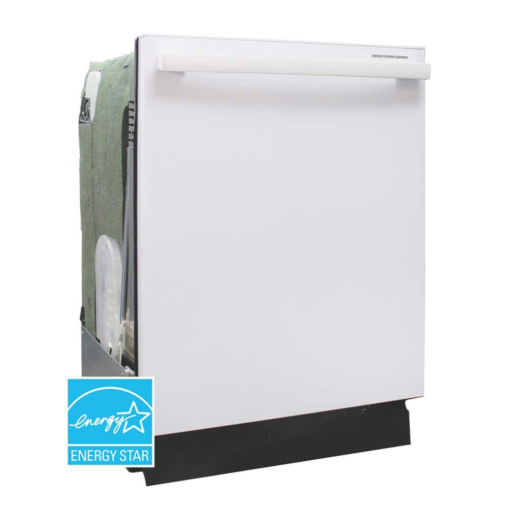 24" White Stainless Steel Built-In Dishwasher with Smart Wash System