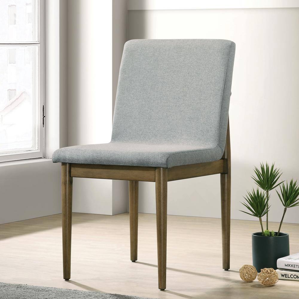 Natural Wood and Gray Upholstered 7-Piece Dining Set