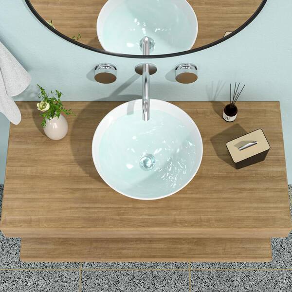 16 in . Ceramic Circular Round Vessel Bathroom Sink in White TYLDBS08 ...